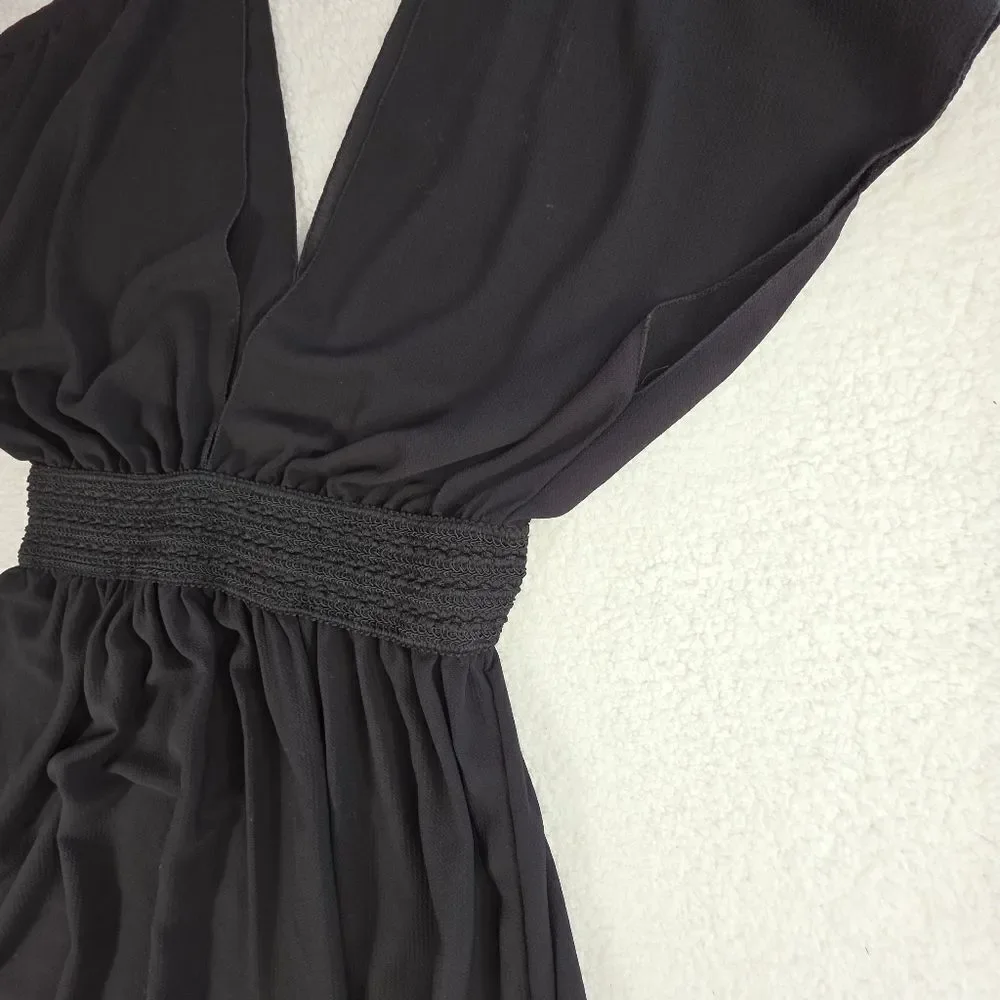 Boohoo Black Maxi Swim Dress – Plunge Neck, Size 18